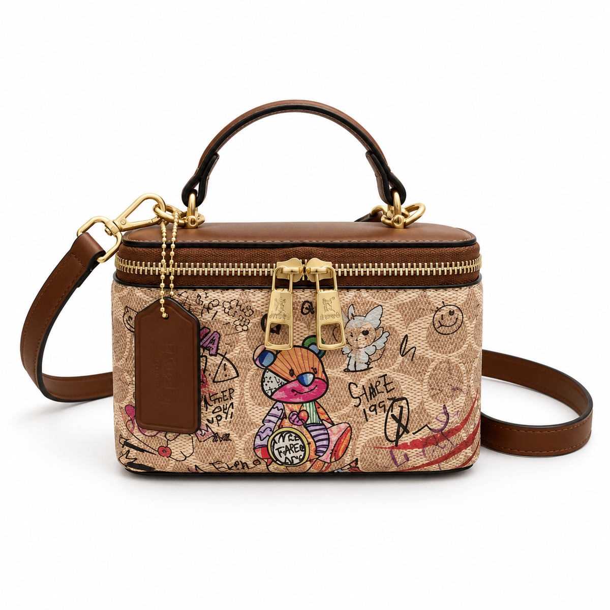 Colourful Graffiti Print Boxy Crossbody Bag