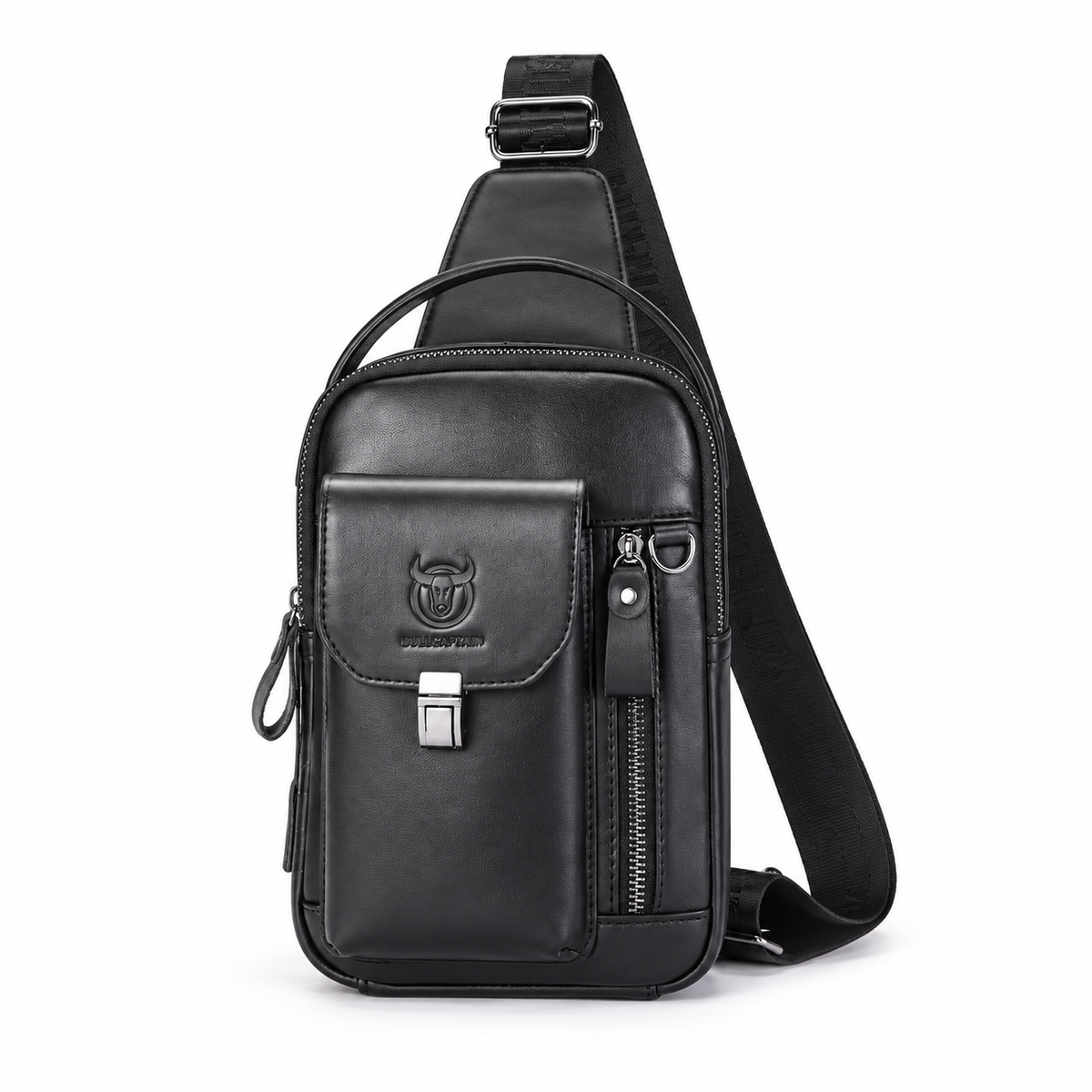 Black Sling Bag With Multiple Pockets