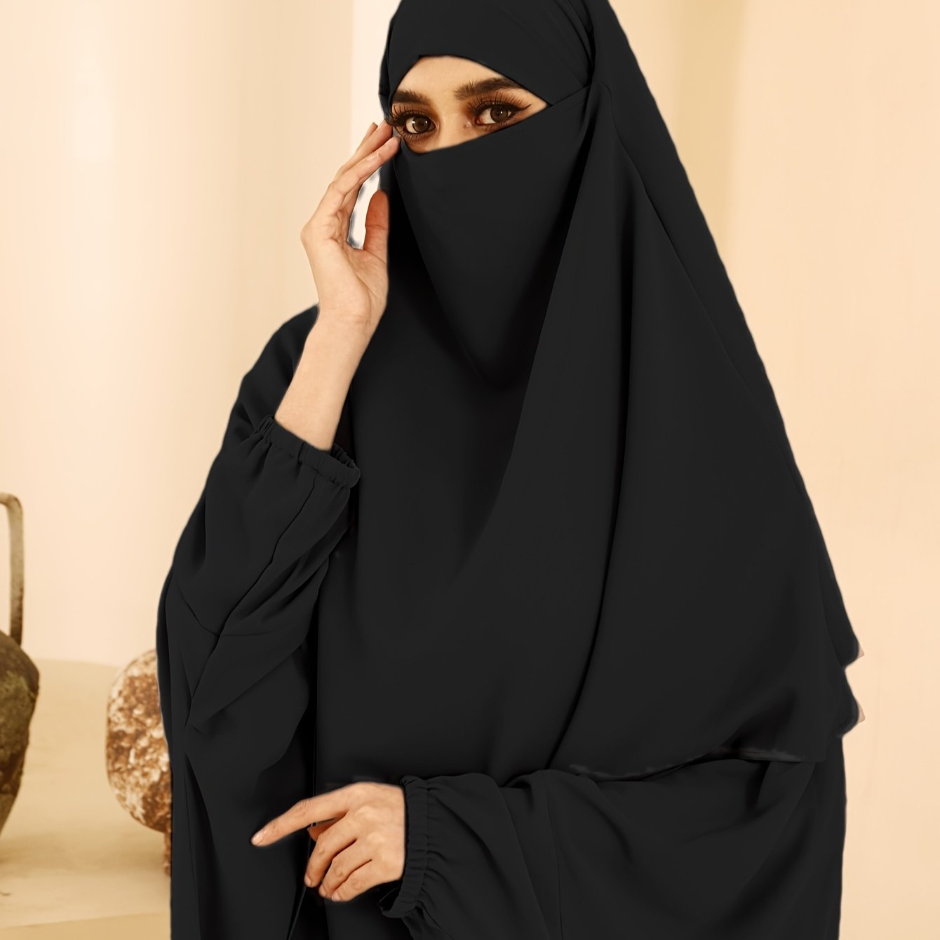 Plus Size - A Set of Elegant Plus Size Women Jilbaab Dresses, Middle East Dubai Solid Color Robe Dress Two Piece Set, Perfect for Ramadan And Islamic Prayers Abaya Femme Women Abaya Dubai Islamic Clothing Abaya Hijab Femme Prayer Jil