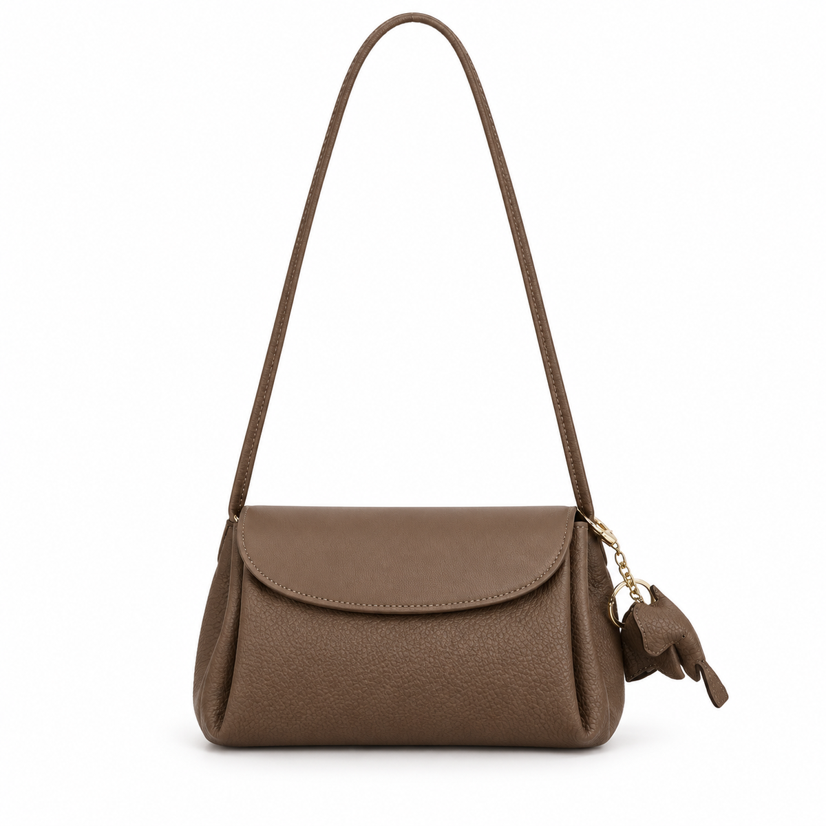 Elegant Brown Crossbody Bag With Charm