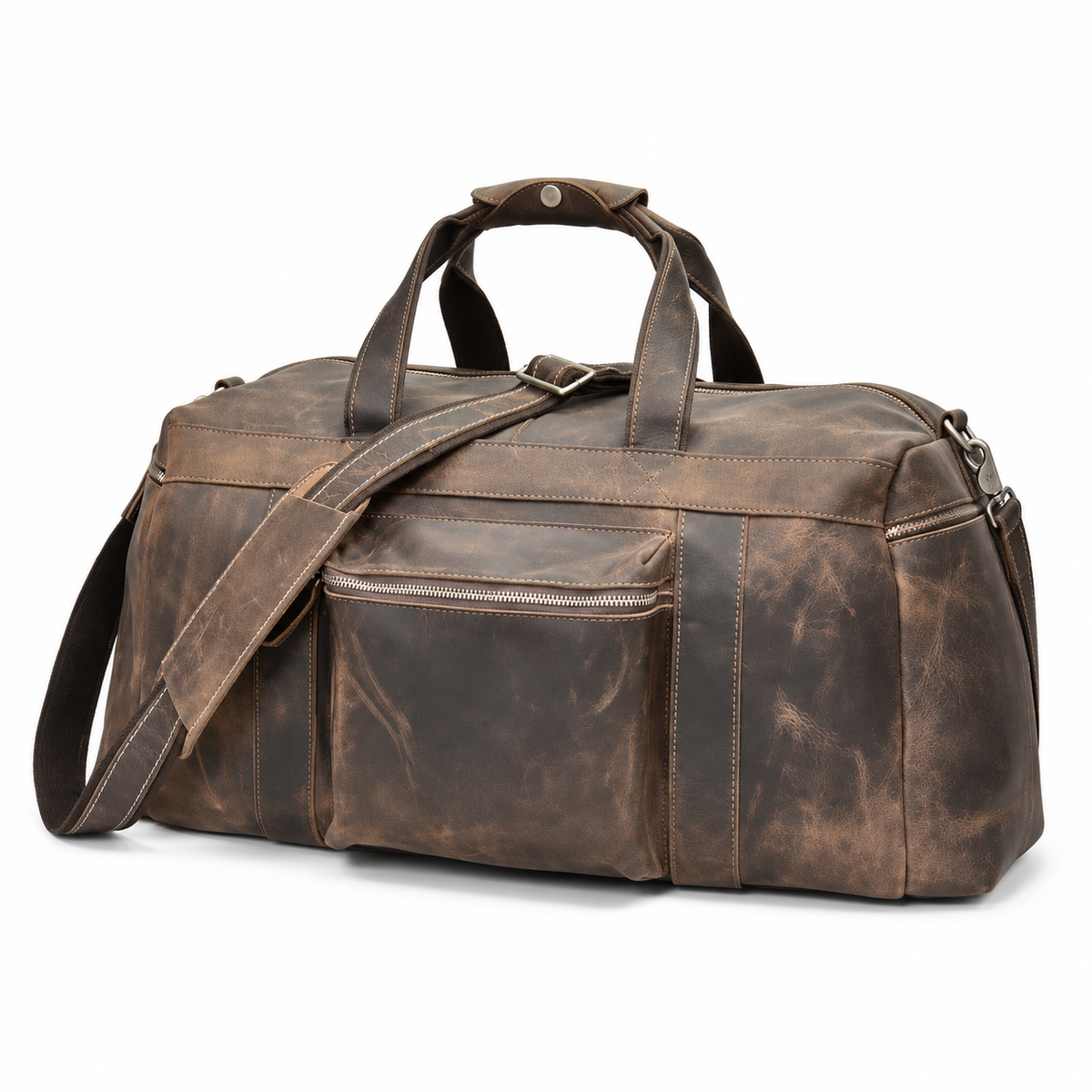 Vintage Coffee Brown Overnight Duffel Bag