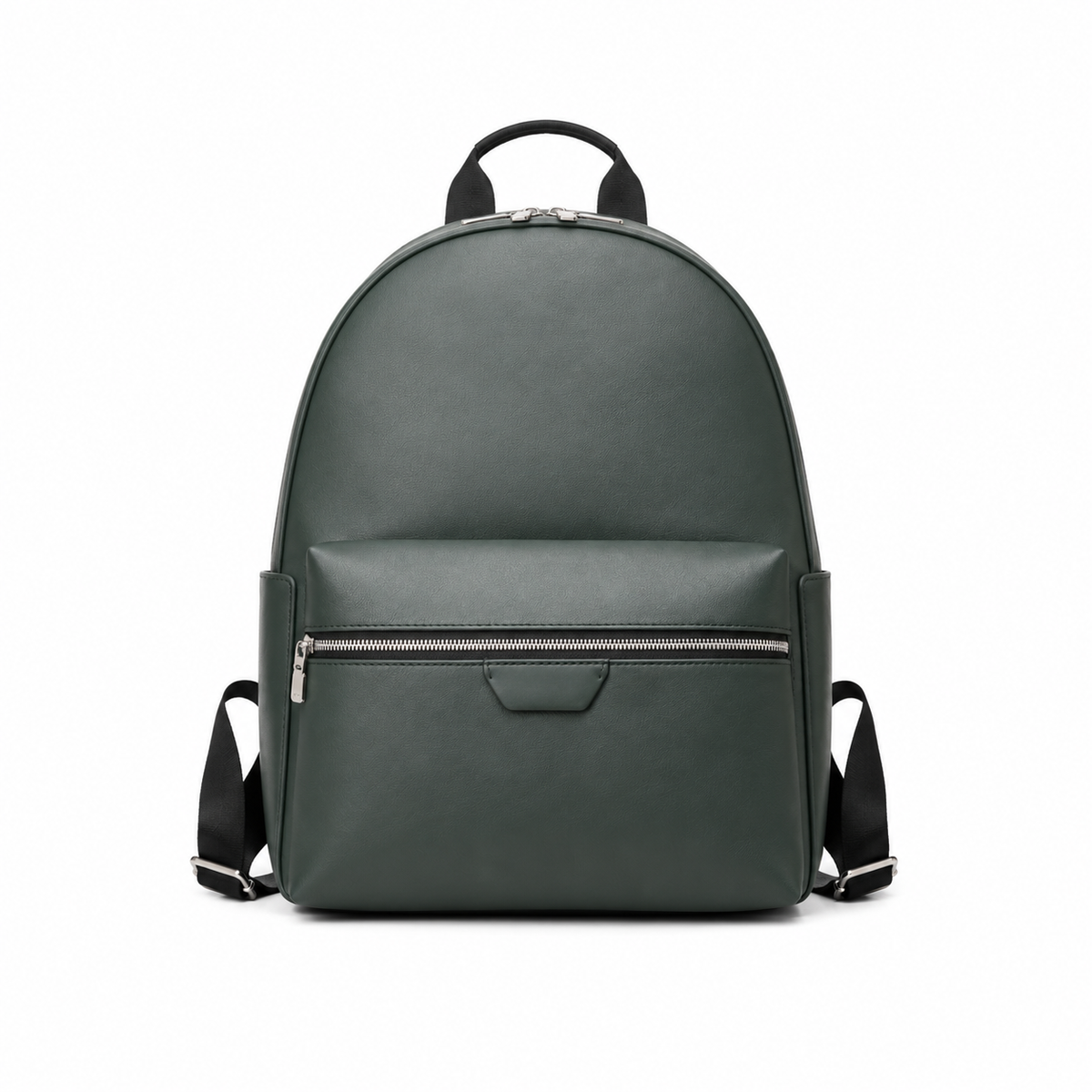 Dark Green Minimalist Leather Backpack