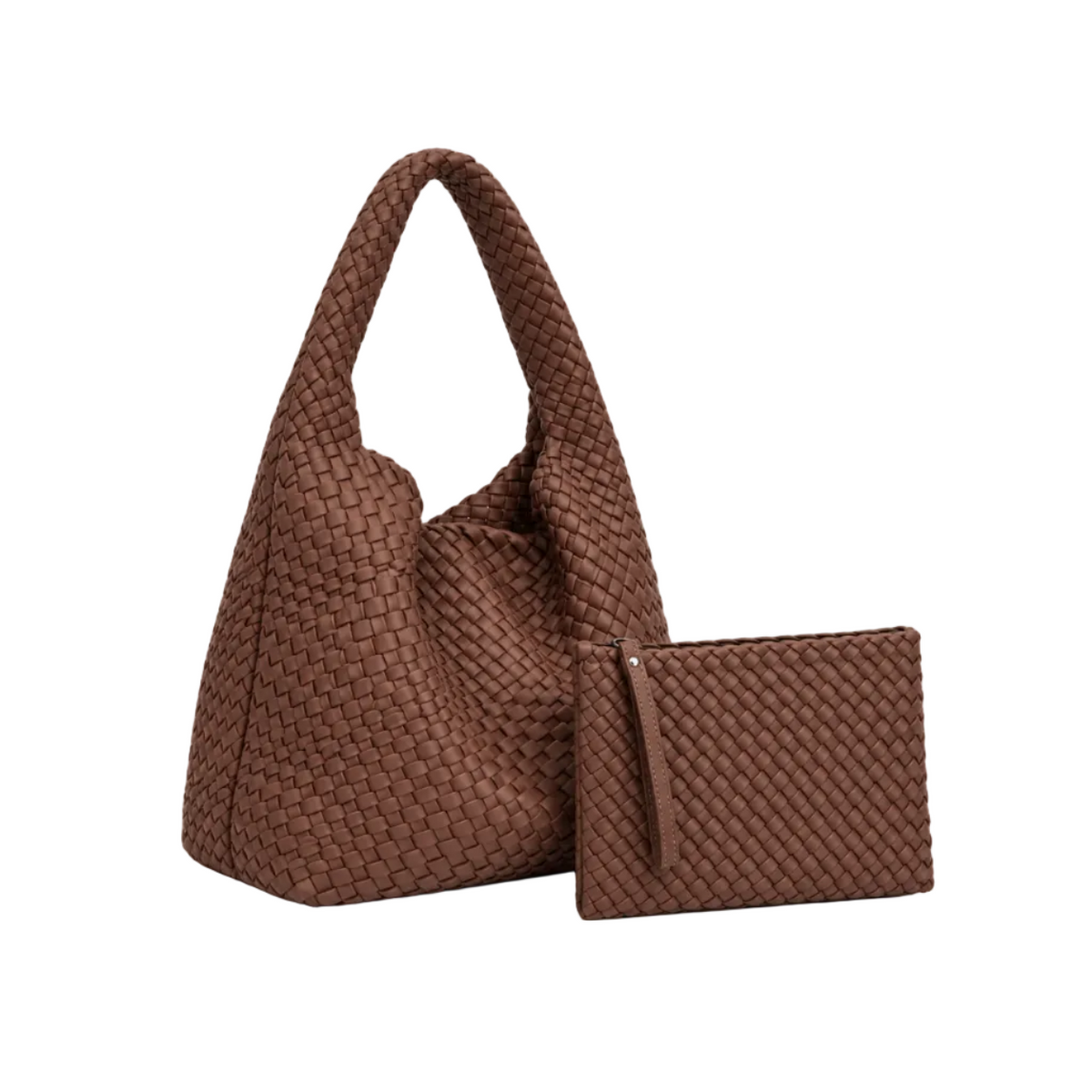 Chocolate Brown Woven Hobo Bag Set