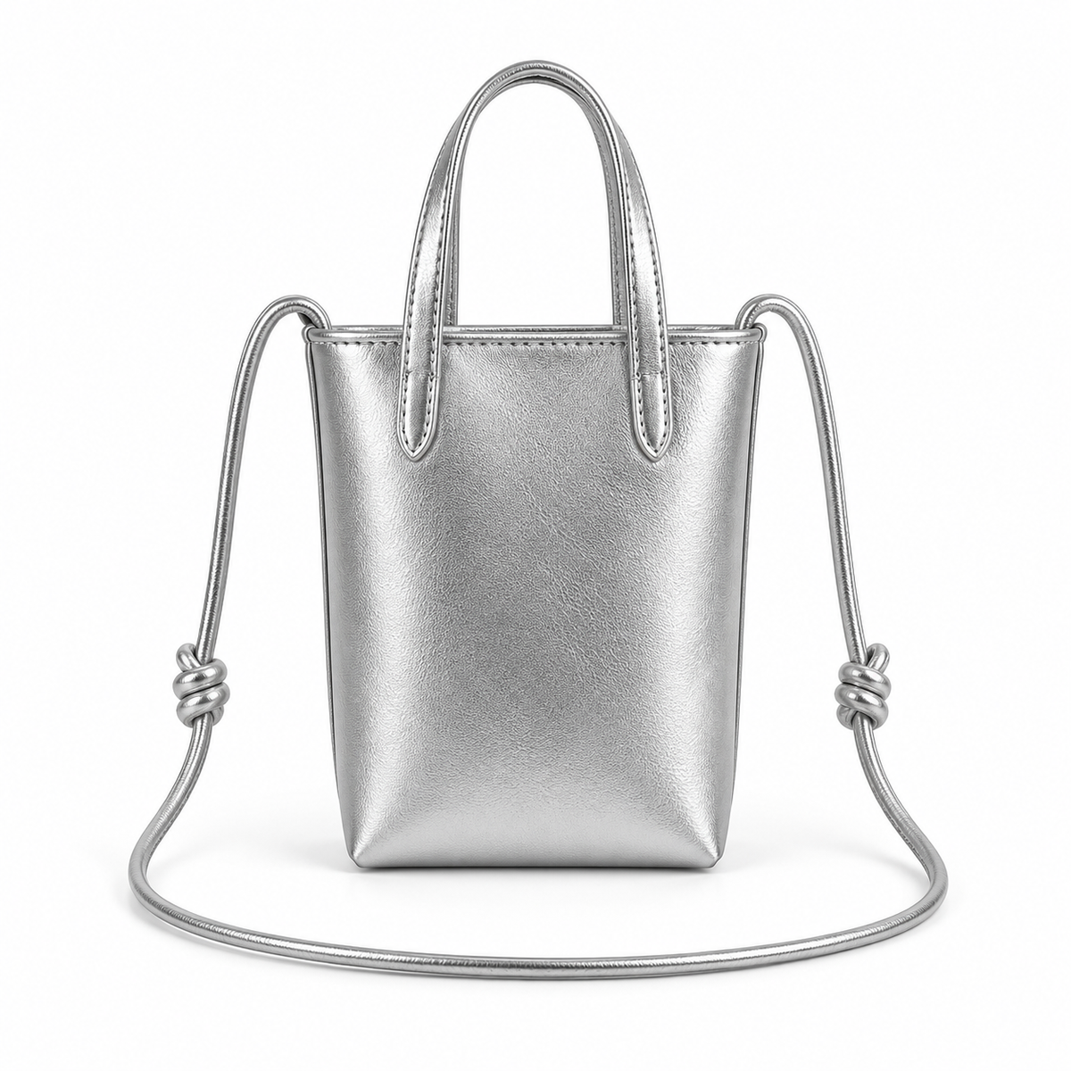 Elegant Silver Crossbody Bag With Charm