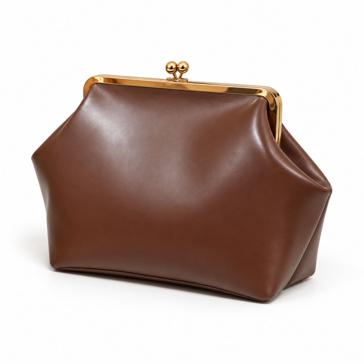 Chocolate Brown Vintage Kiss Lock Clutch