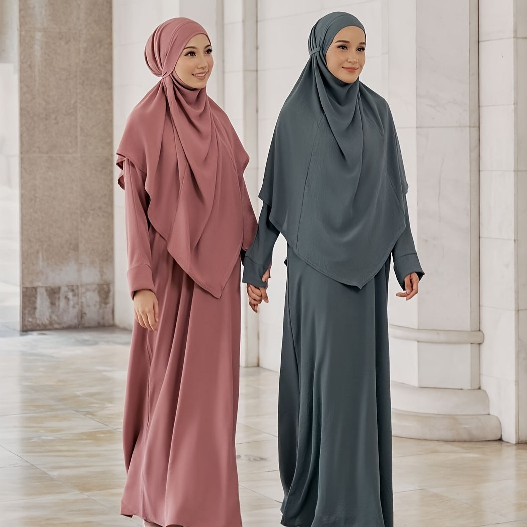 1pc Women's Muslim Khimar Abaya - Adjustable Drawstring Closure, Lightweight & Breathable Fabric Hijab for Everyday & Ramadan - Modest Islamic Hijab with Non-Elastic Fit