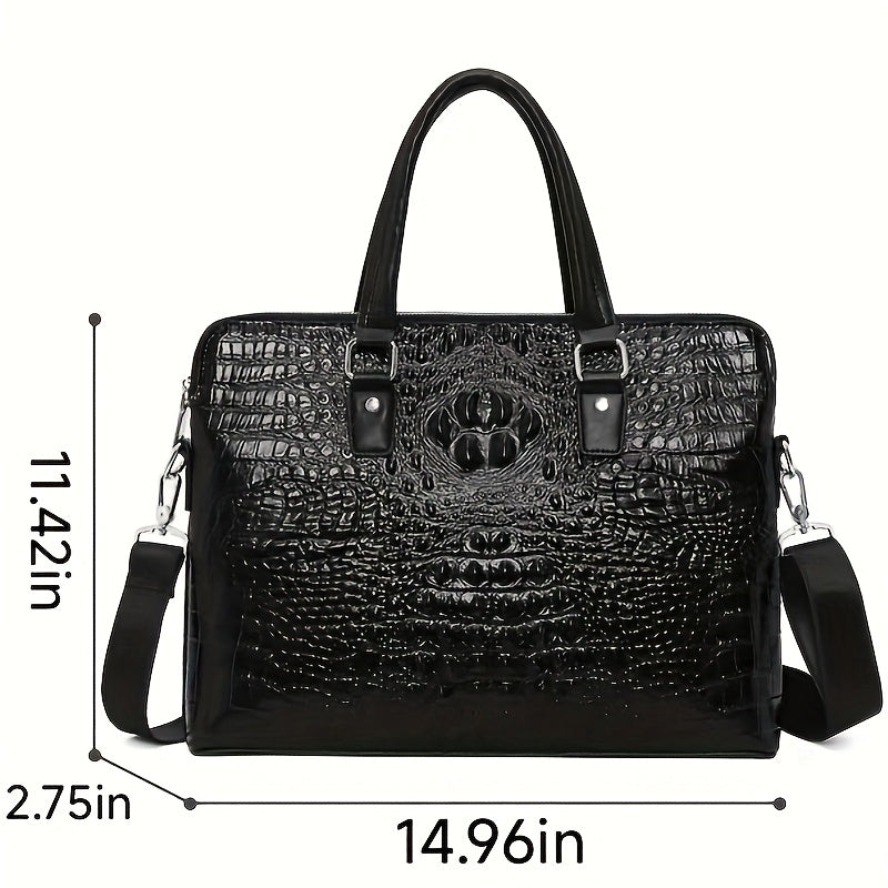 High-End Leather Laptop Bag for Men, Large Capacity, Two-Layer Leather Horizontal Business Bag.