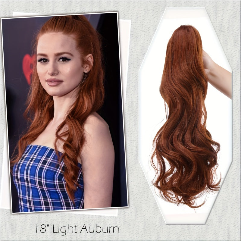 18 INCH Long Natural Curly Wavy Claw Clip Ponytail Extensions