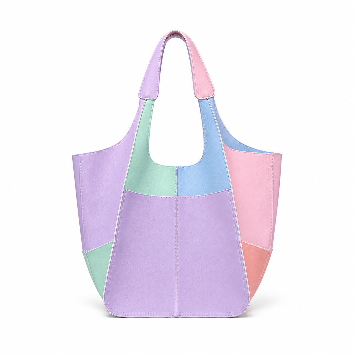 Multicolor Pastel Patchwork Shoulder Tote Bag