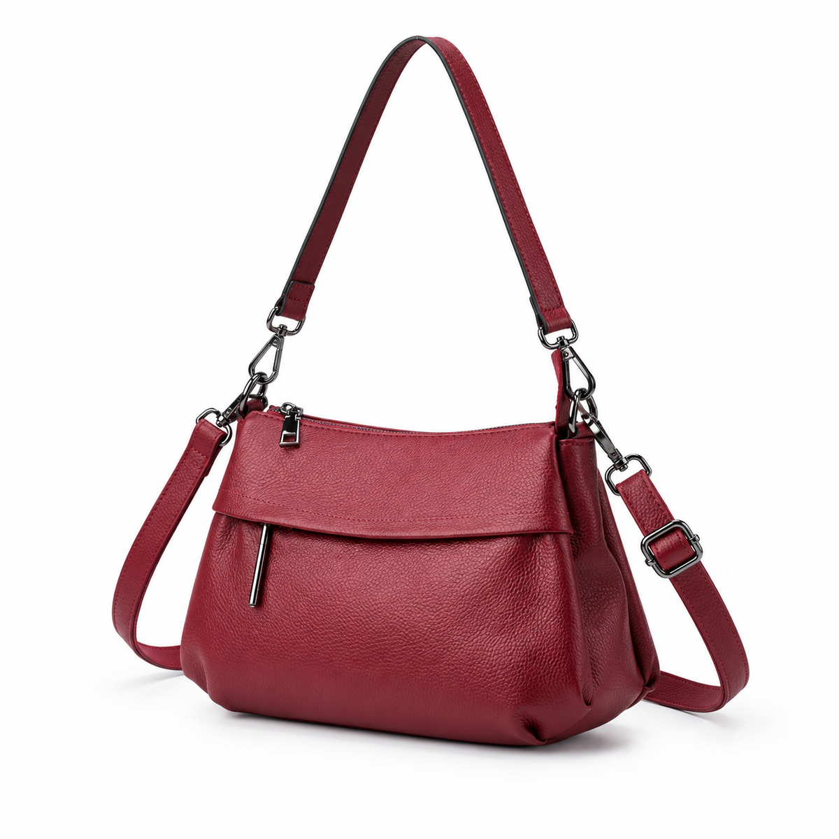 Elegant Burgundy Shoulder Bag With Crossbody