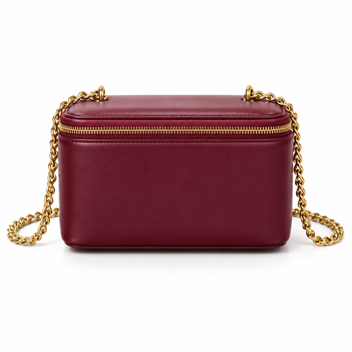 Burgundy Vegan Leather Chain Crossbody Bag
