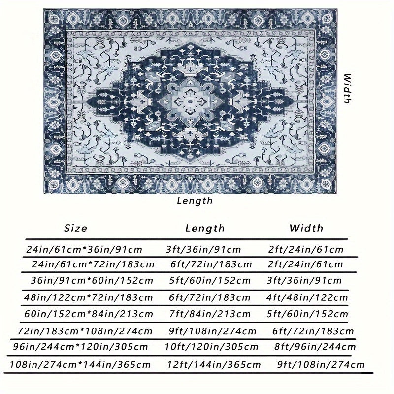 Vintage Floral Print Throw Floor Carpet Small Entrance Rug Washable Living Room Rug Easy Cleaning Rug Stain Resistant Indoor Carpet Non Slip Non Shedding Low Pile Soft Bedroom Rug Folding Rug For Dining Room Office Kitch