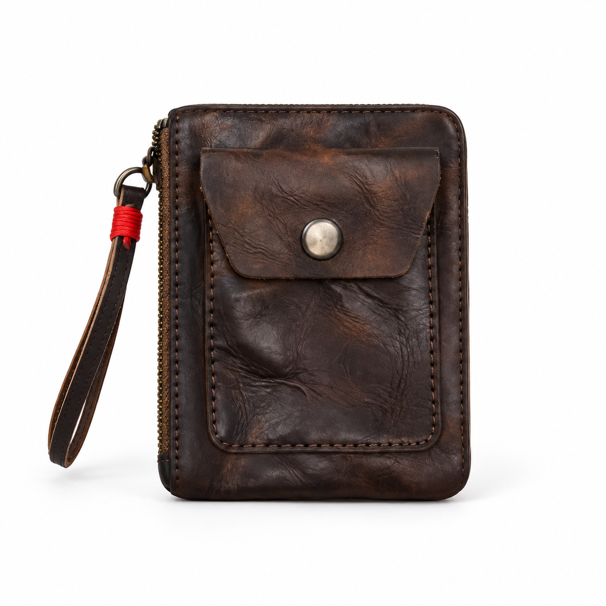 Vintage Coffee Textured Zip Around Wristlet