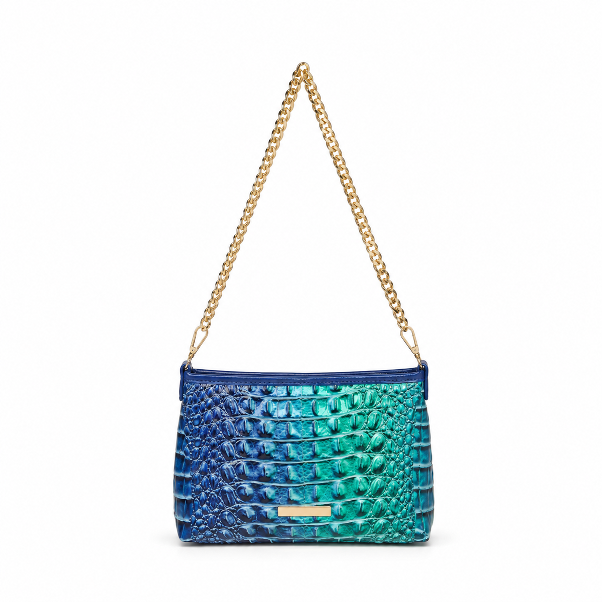 Iridescent Crocodile Chain Shoulder Bag