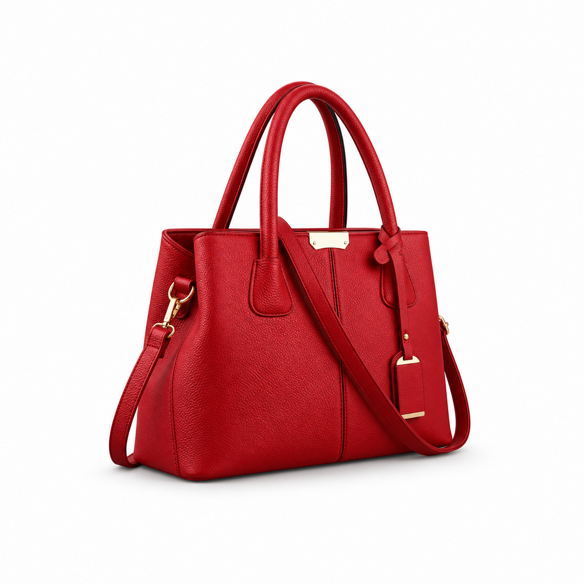 Elegant Red Textured Tote Shoulder Bag