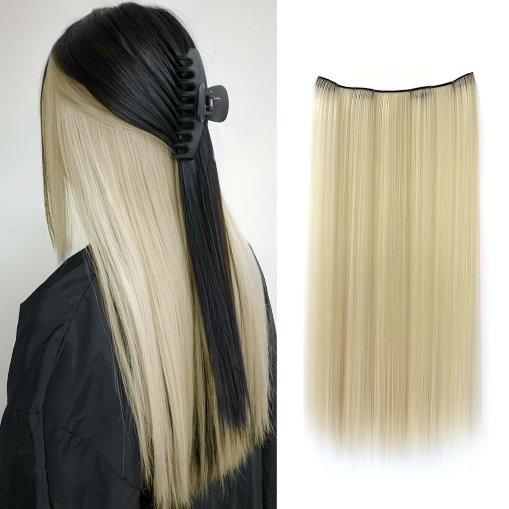 22Inch Long Straight Colorful Synthetic Hair Extensions - Invisible Clip-In, High Temperature Resistant, Easy to Wear for Women, Perfect for Parties & Holidays, Burgundy Hair Additions