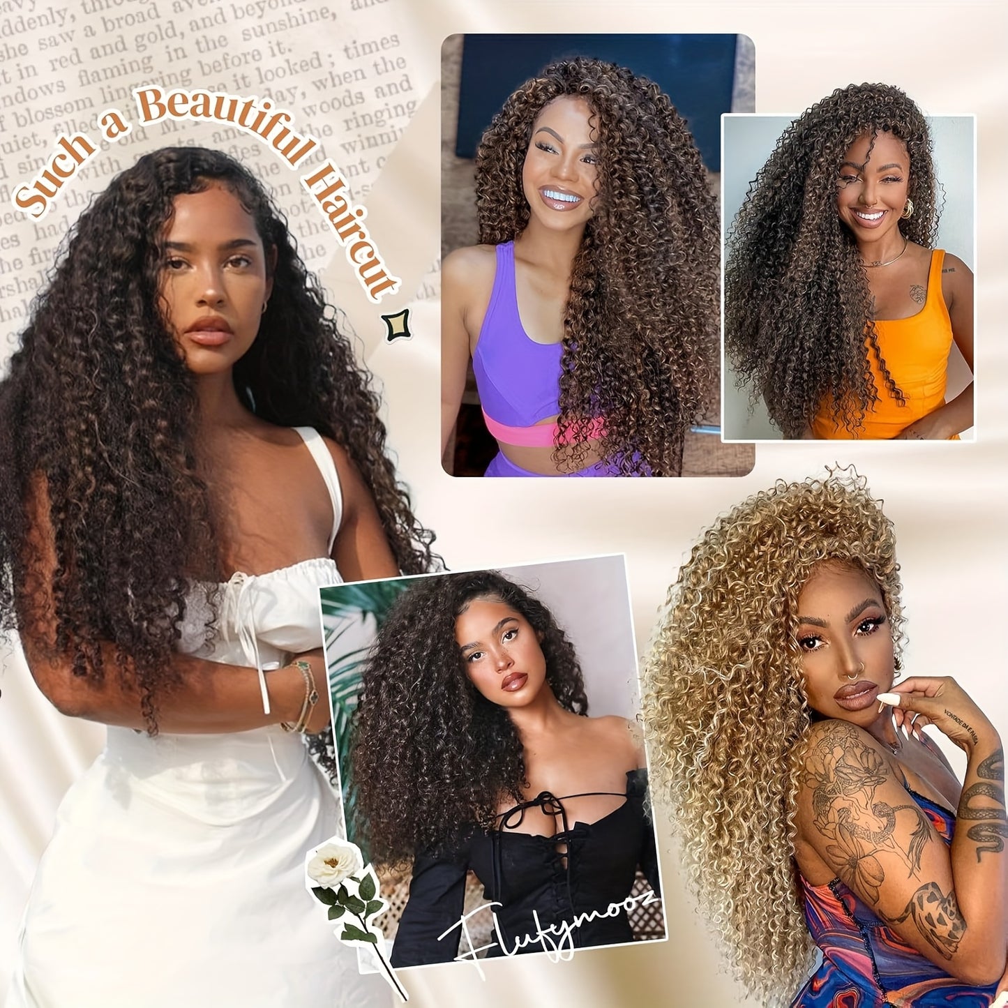 Clip In Hair Extensions, 20inch 4pcs One Hundred Percent Pure Protein Hair Extensions for Women Long Soft Curly Hair Extension Hairpiece