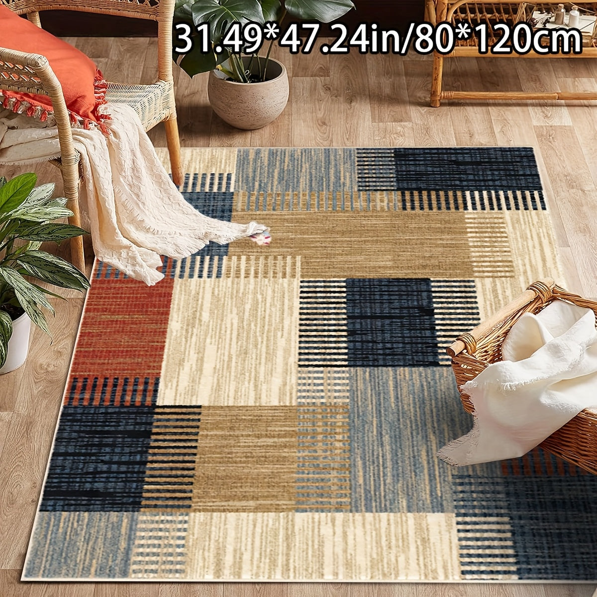 [Launch ][Golden Velvet + 1.76 LB Per Square Meter + Non-Slip Point Plastic Bottom + Bottom Point Plastic Pattern Craftsmanship]1pc Golden Velvet Home Decor Modern Abstract Geometric Pattern Versatile Decorative Style
