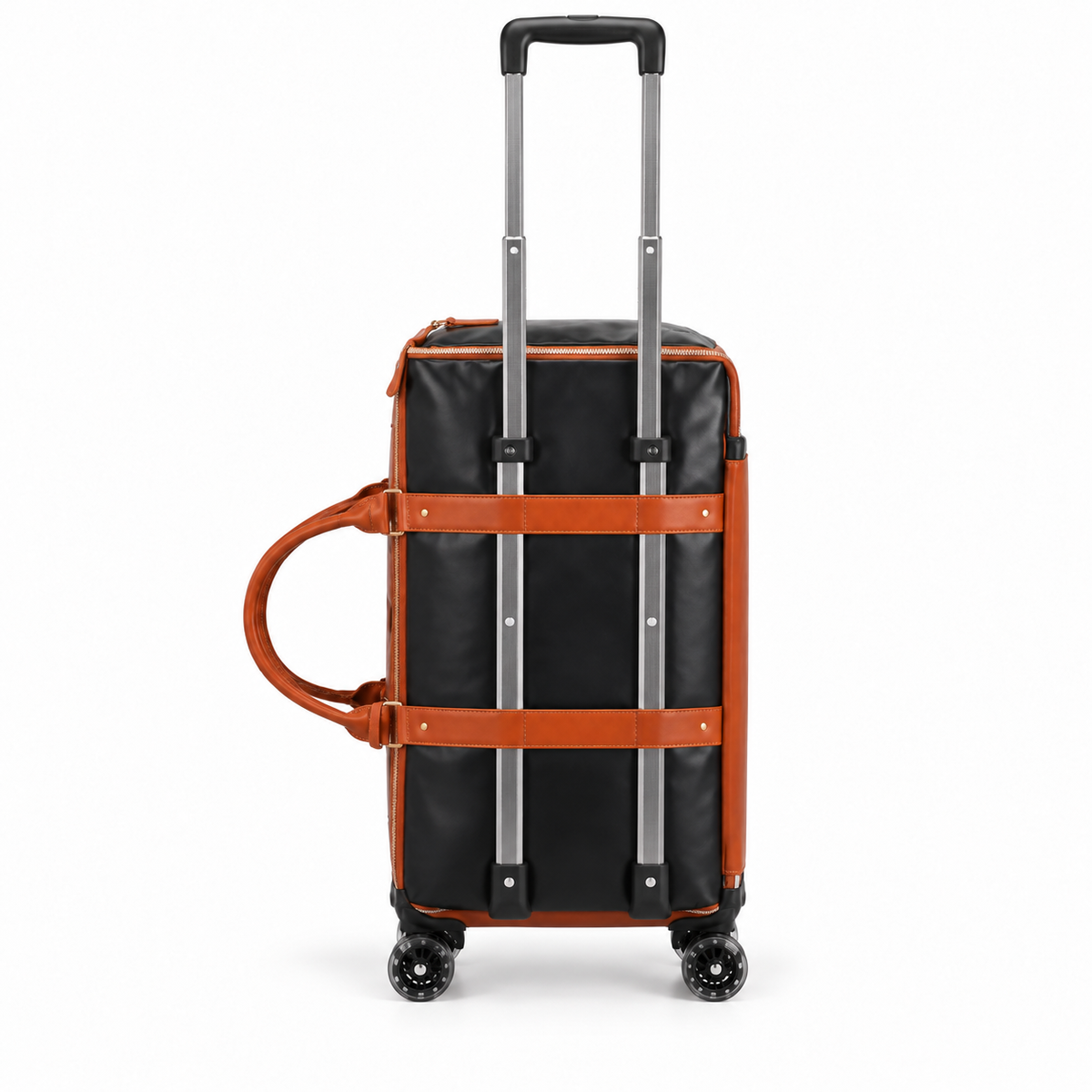 Black Brown Trim Duffel Trolley Bag