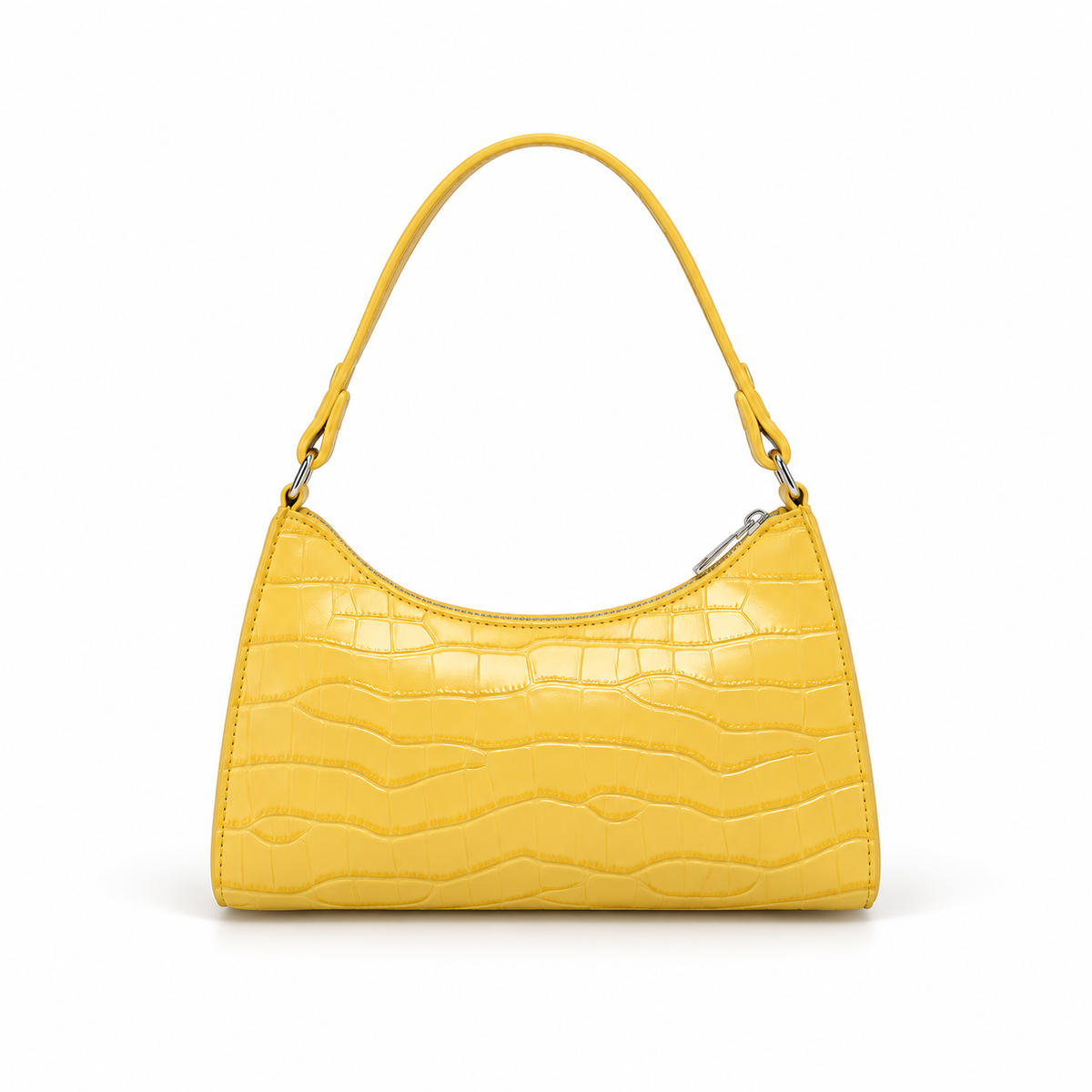 Yellow Crocodile Texture Shoulder Handbag Purse