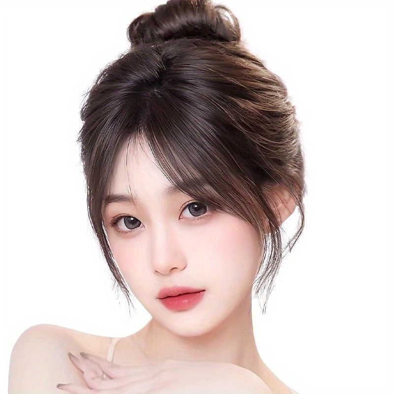 Women's 360° Coverage Synthetic Hairpiece with Middle Part Eight-Character Bangs