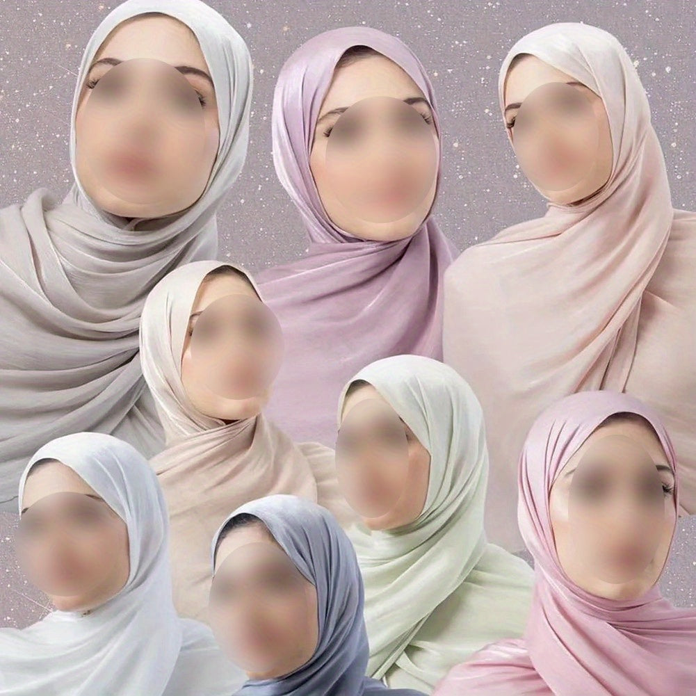 Women's Lightweight Breathable Gauze Headscarf - Versatile Long Flowy Scarf & Shawl for Muslim Hijab, Outdoor Casual Daily Wear, All-Season Machine Washable, 70.87x25.98inch