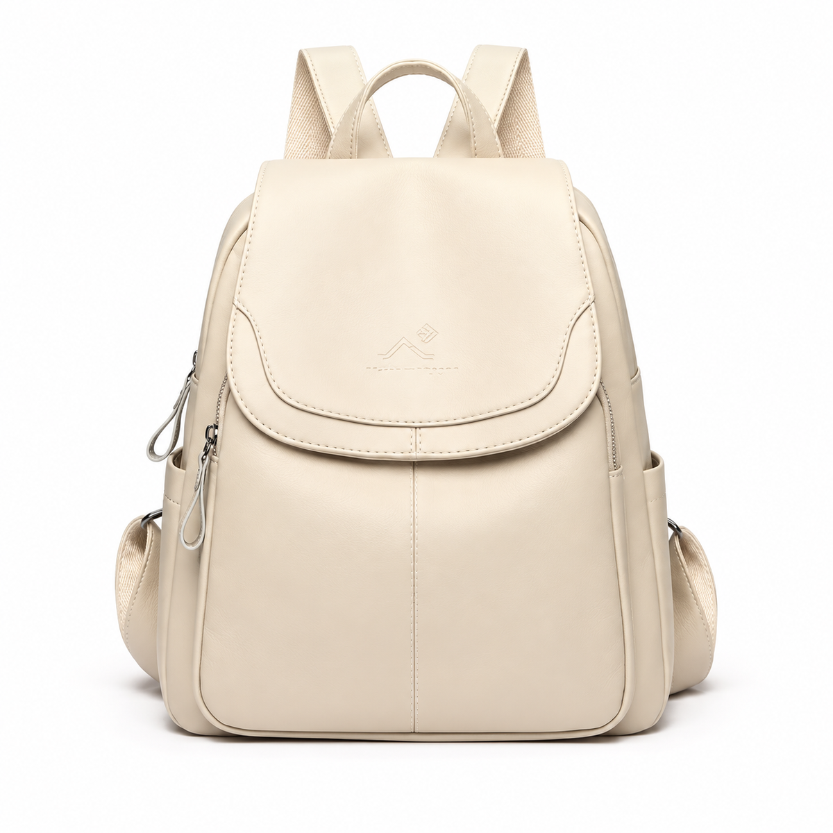 Elegant Cream Flap Backpack For Women