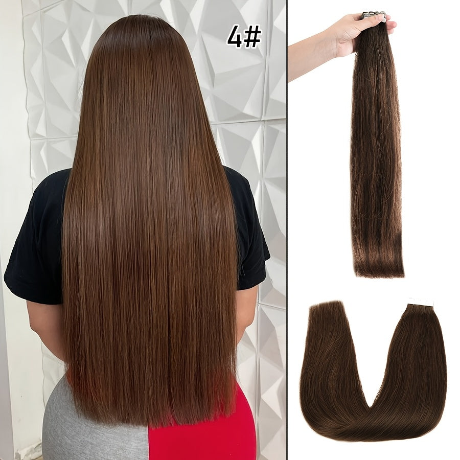 16 Packs Mini Tape In Hair Extensions Human Hair - Looking Seamless Clip-In for short hair, 12-24 Inch Lengths, Straight for Caucasian Women, Volume & Length Addition (Mini Tape System)