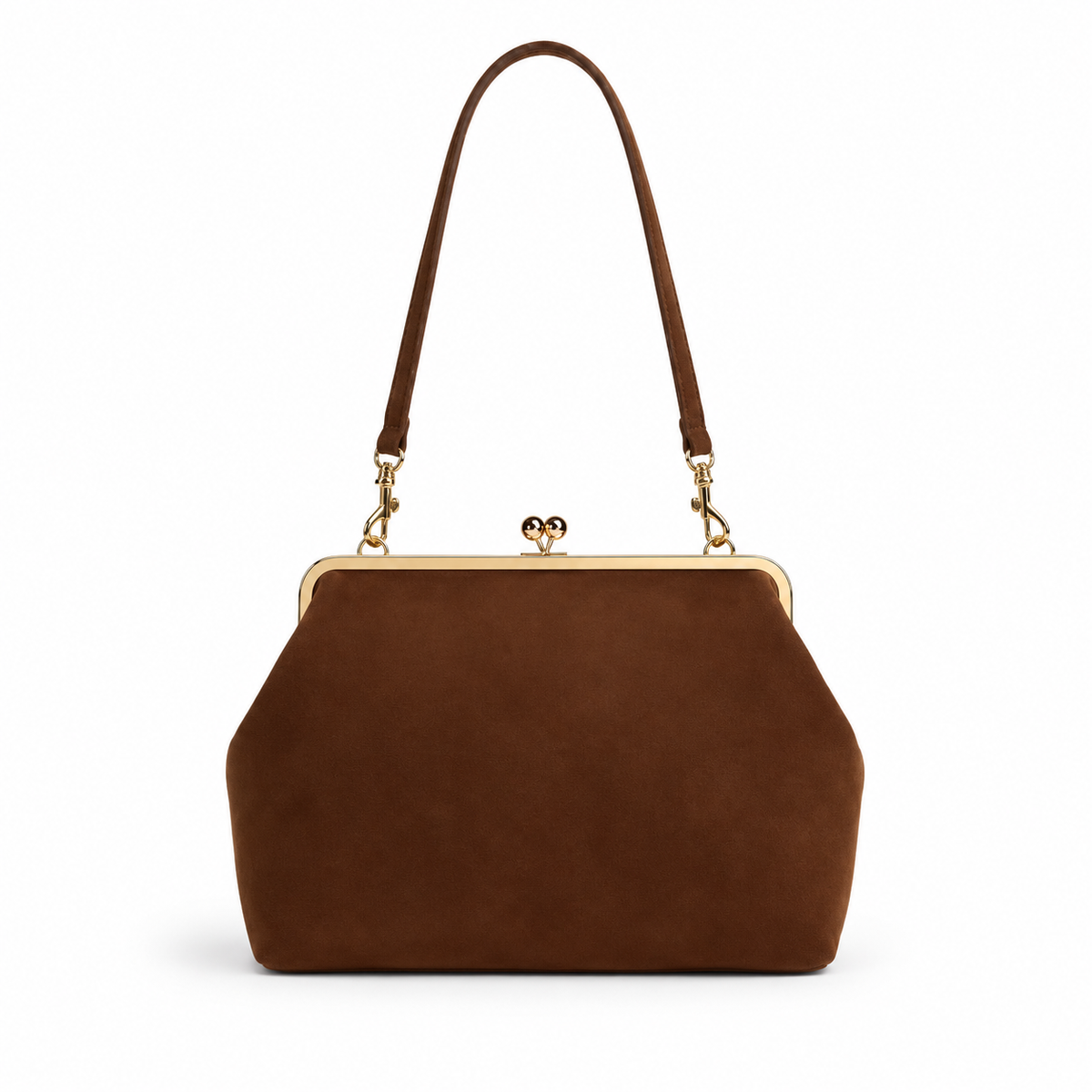 Vintage Brown Kiss Lock Clutch Bag