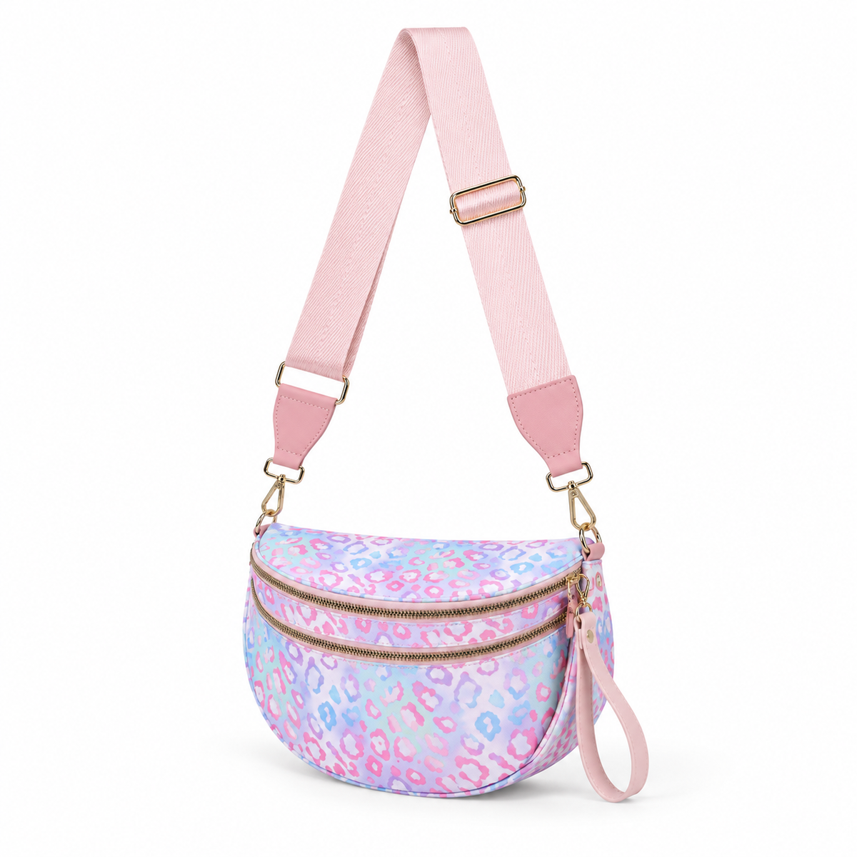 Pastel Leopard Print Sling Crossbody Bag