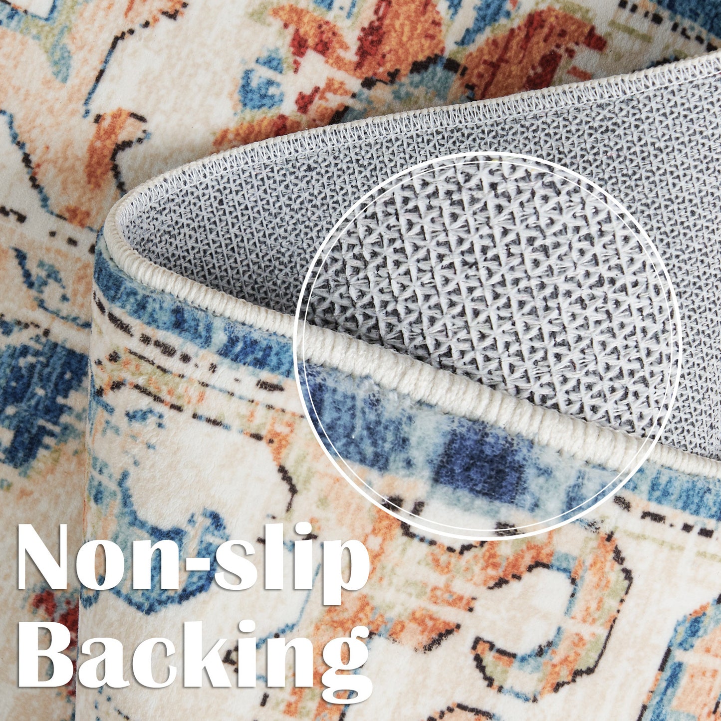 Area Rug, Vintage Carpet, Non Slip, Washable, Lightweight, Faux Wool, For Living Room, Bedroom, Kitchen, Office, Dining Room, Home Decor