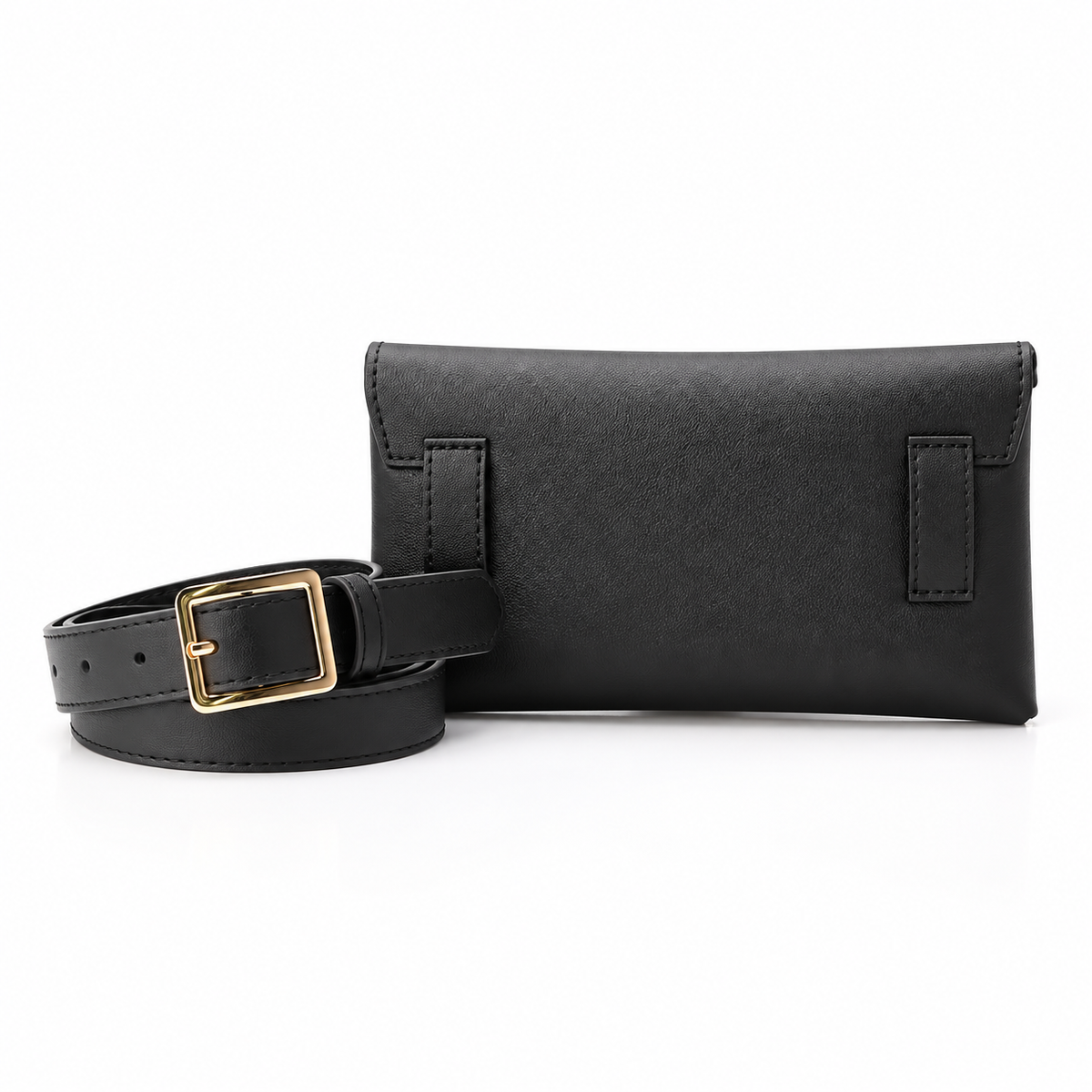 Classic Black Envelope Flap Waist Bag