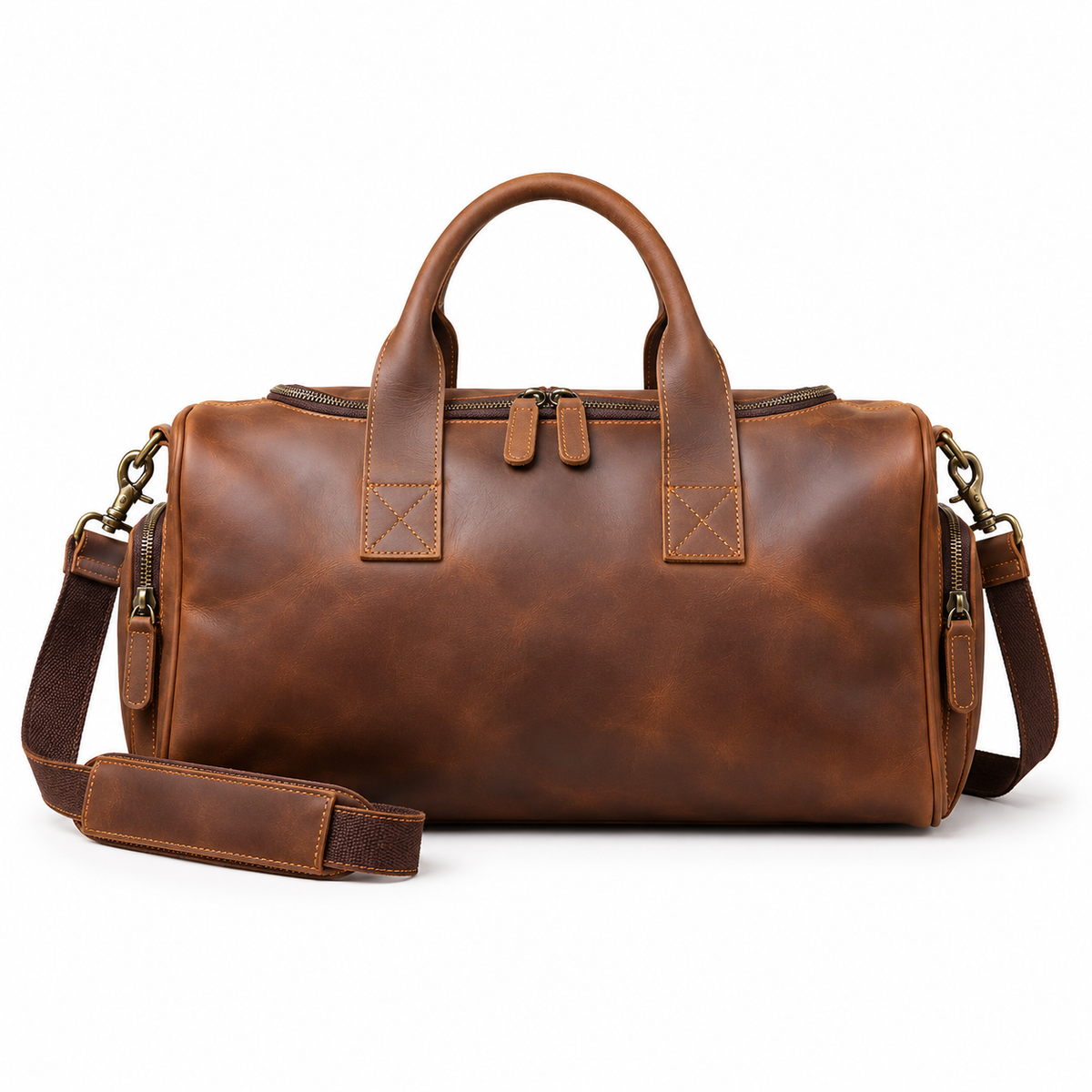 Vintage Brown Overnight Duffel Travel Bag