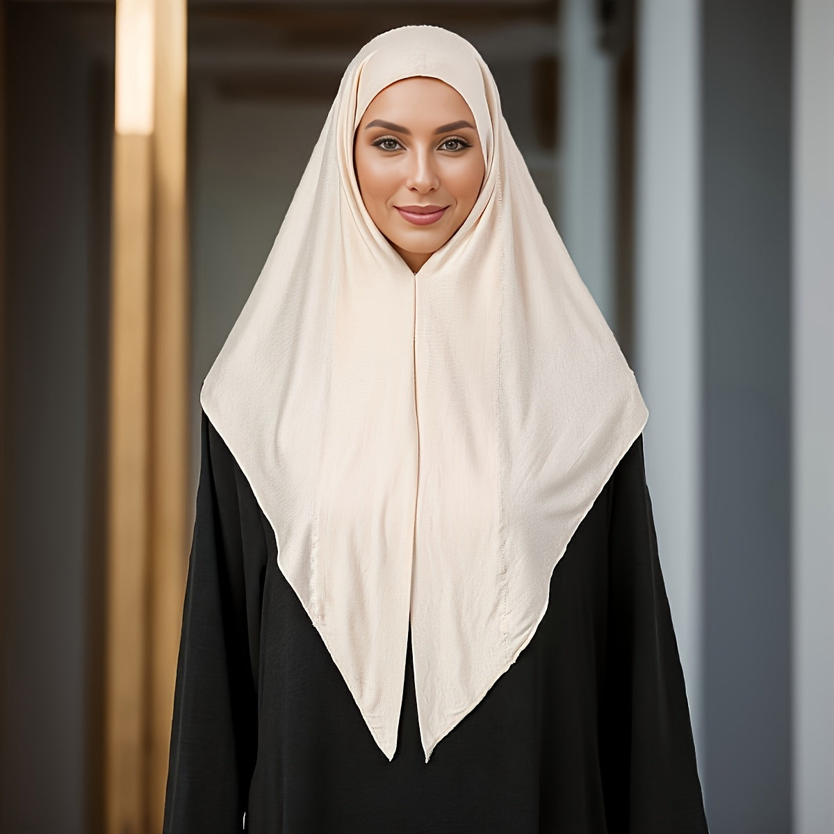 1pc Women's Lightweight Adjustable Headscarf - Wind & Machine Washable, Non-Stretch Fabric for Ramadan, Daily Travel & Modest Fashion (Black), Hijab Accessories, Solid Color Hijab