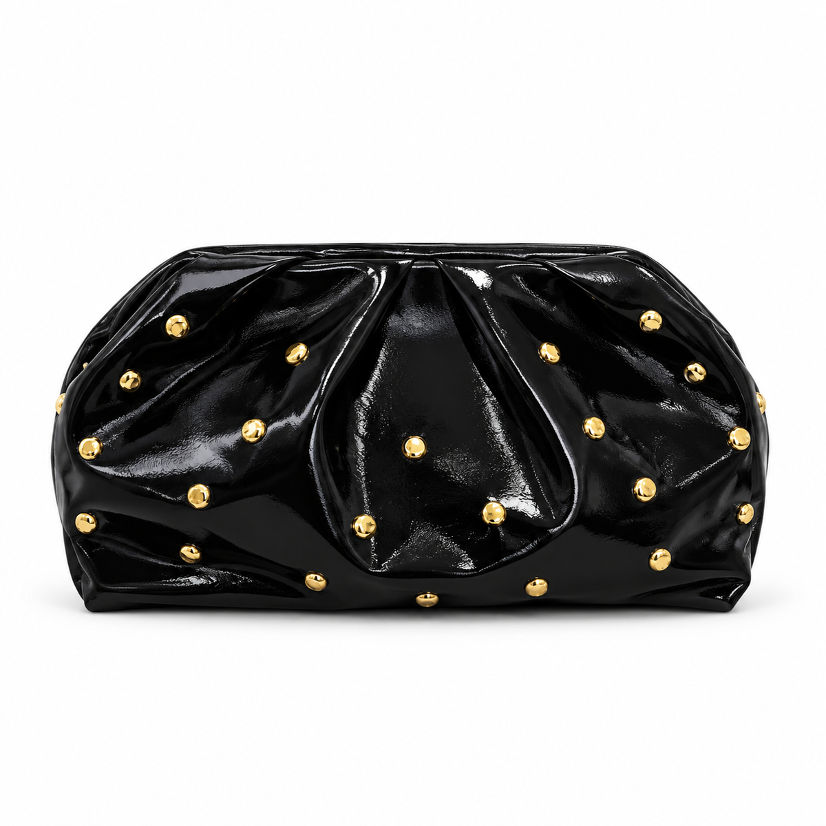 Black Studded Leather Evening Clutch Bag