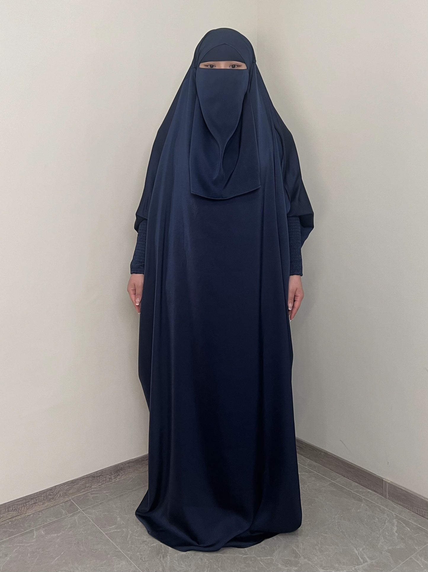 [Satin Modesty Dress] Free Size Satin One Piece Modesty Abaya Burkha - Jilbab Niqab Attached