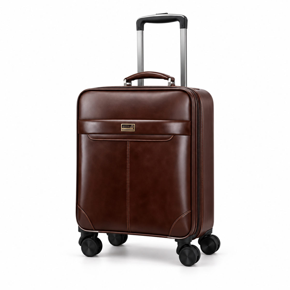 Classic Coffee Leather Trolley With Handle