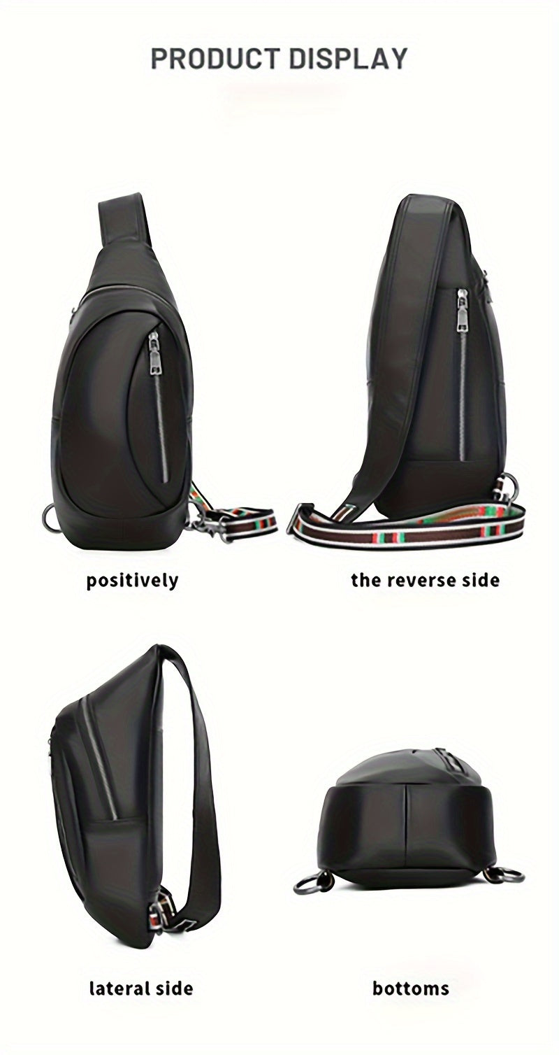 New Leather Men's Sling Bag Large Capacity Waterproof Shoulder Bag Crossbody Bag