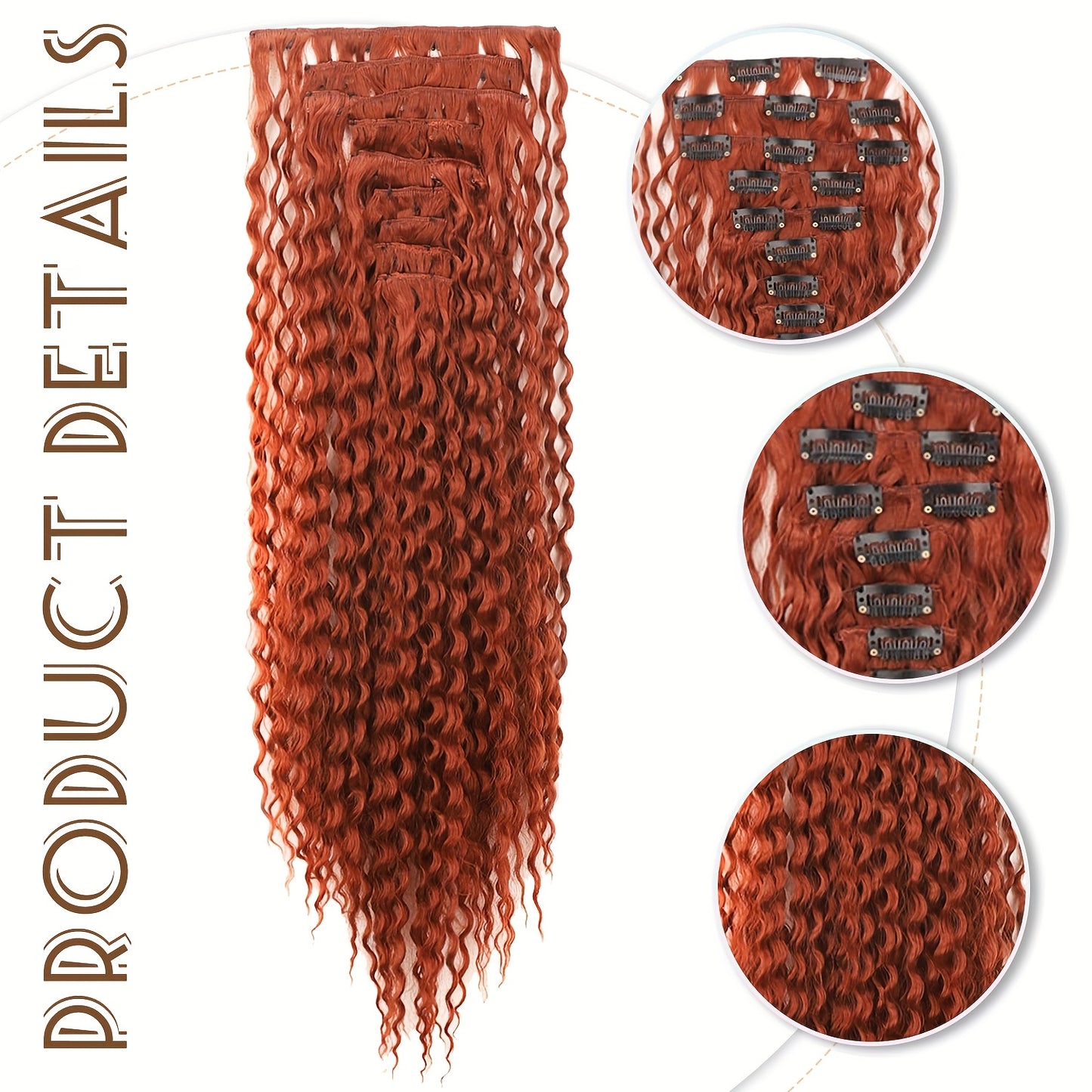 Clip In Curly Hair Extensions - 145G 9pcs Synthetic Ombre Honey Blonde Hair Extensions Jerry Curly Hair Extensions Women Clip Extensions Hairpieces Halloween Christmas Party