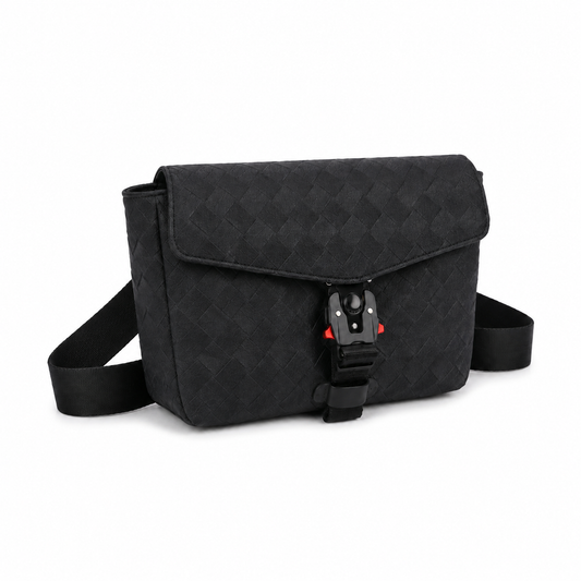 Black Woven Quick-Release Messenger Bag