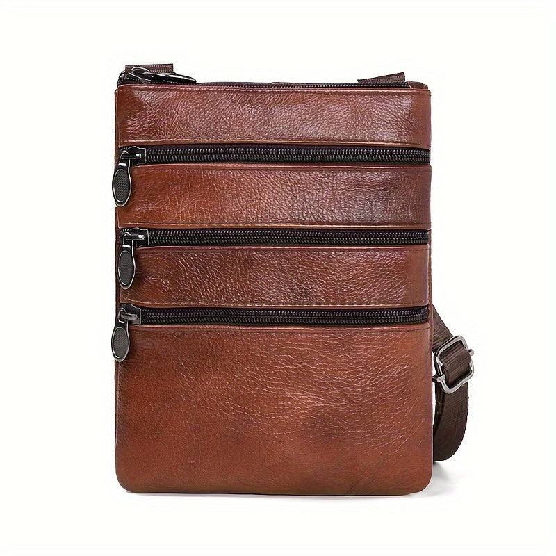 Men's Genuine Cowhide Leather Sling Bag, Shoulder Bag, Casual And Fashionable Crossbody Bag