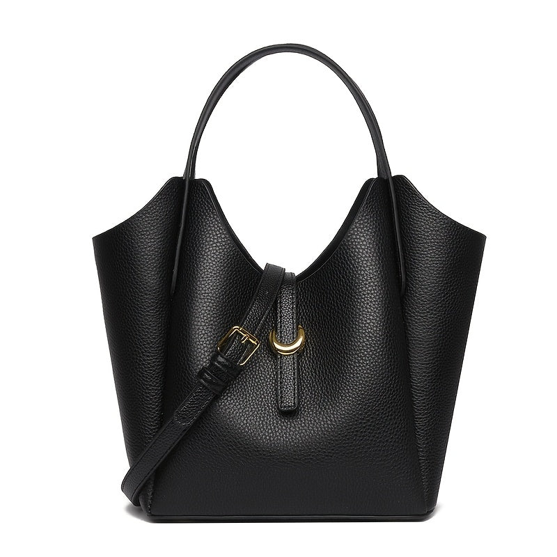 Leather Tote Bag for Women, Large Capacity, Classic Versatile Handbag with Zipper Closure, Edge Paint Detail, Perfect for Office Commute - Mixed Color
