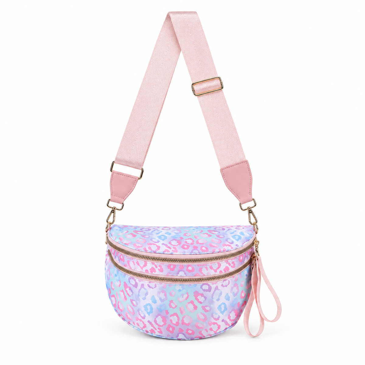 Pastel Leopard Print Sling Crossbody Bag