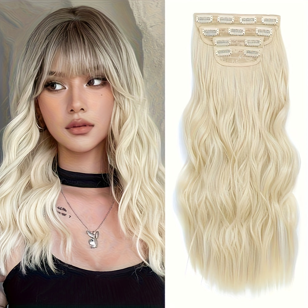 Clip In Hair Extensions For Women 20 Inch 5pcs Long Wavy Curly Auburn Copper Red Hair Extensions Clip Ins Full Head Synthetic Hair Extension For Women