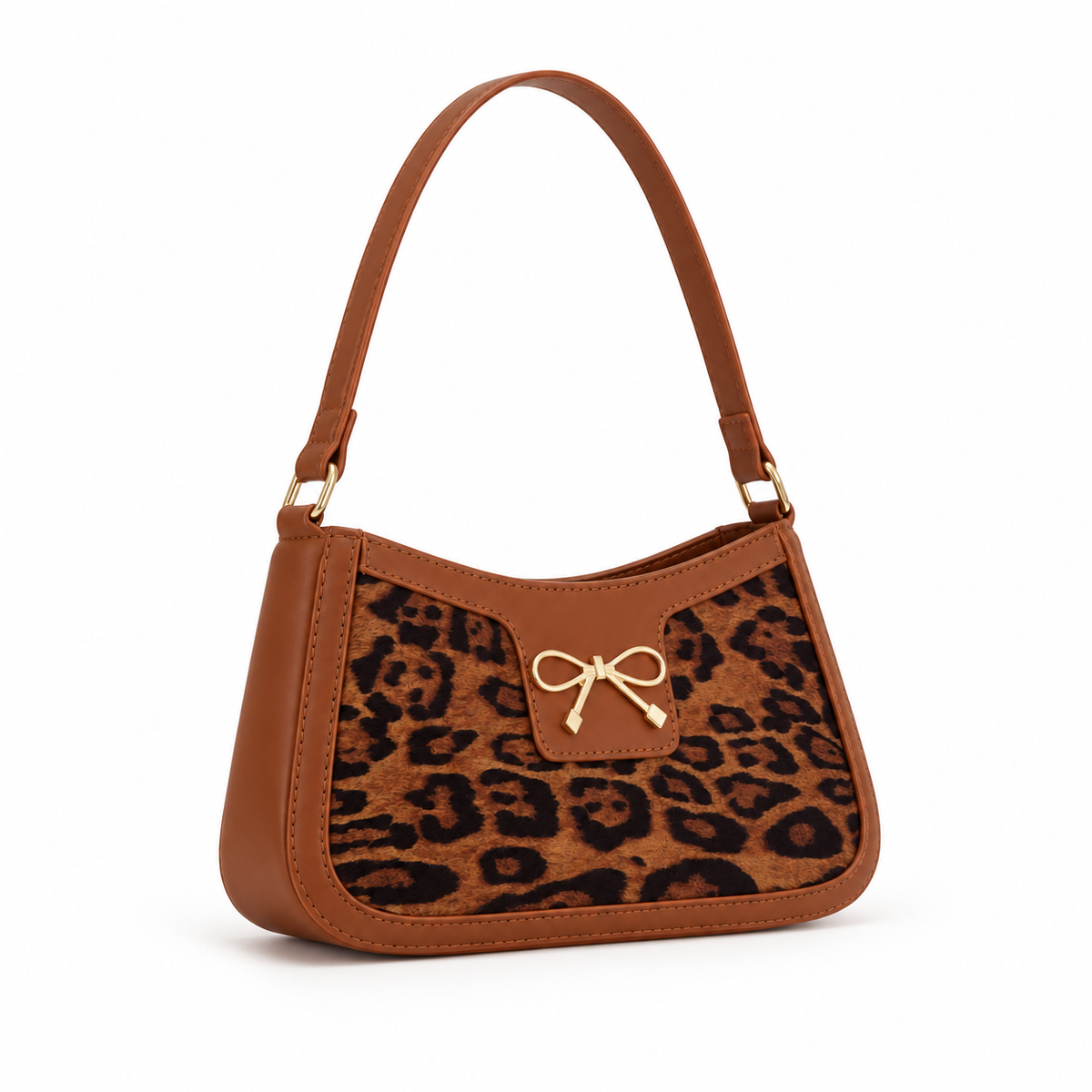 Leopard Print Brown Bow Shoulder Bag