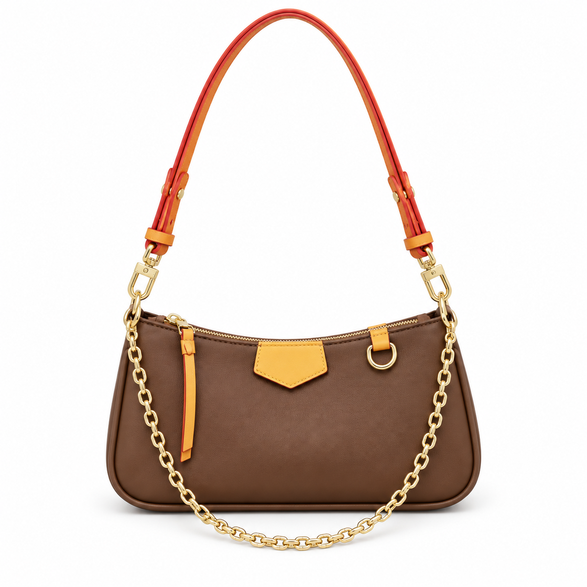 Coffee Brown Vegan Leather Shoulder Bag