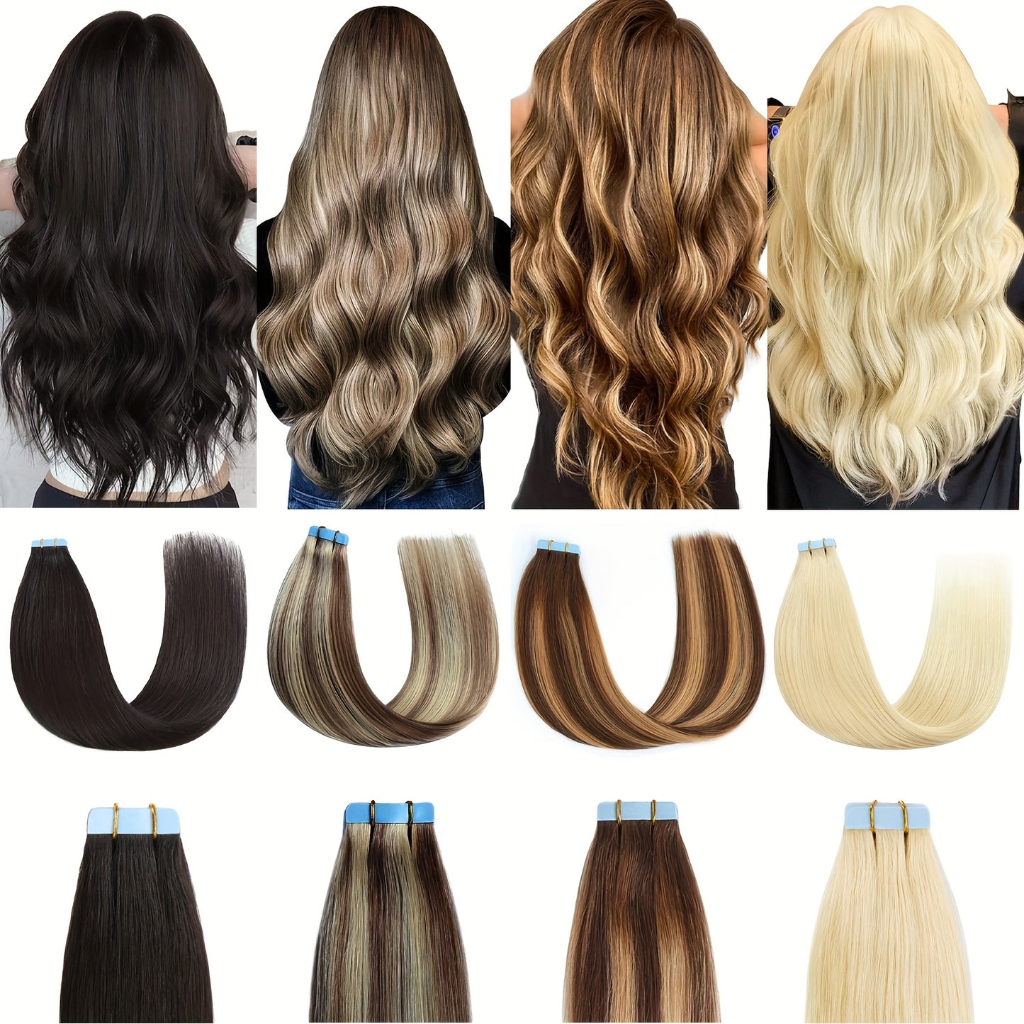 18-26 Inch 20pcs/Pack Remy Straight Invisible Tape Adhesive Hair Extensions