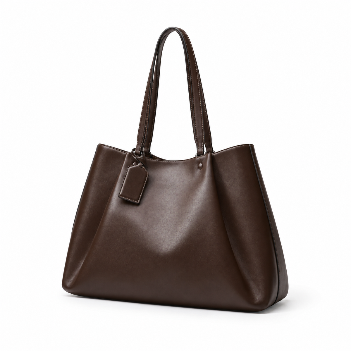 Elegant Brown Leather Everyday Tote Bag