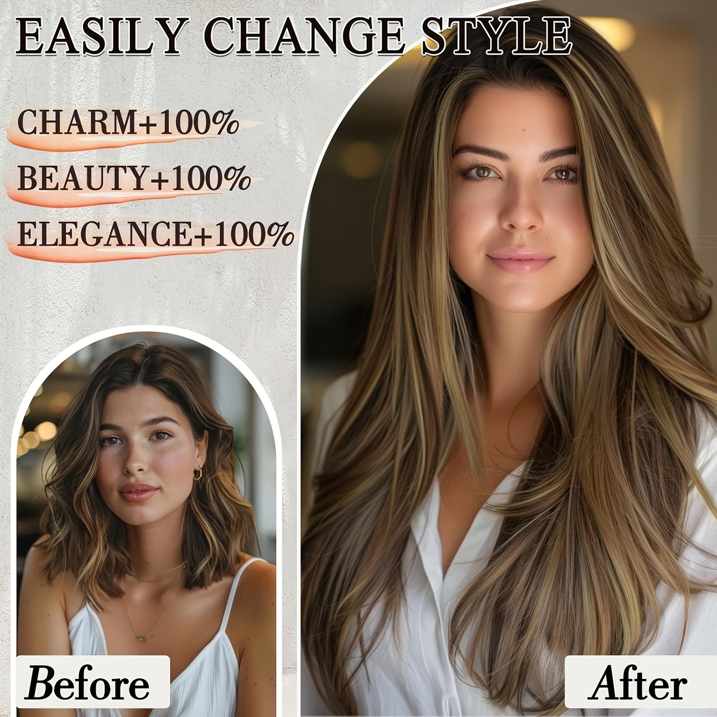 Clip In Hair Extensions, Hair Extensions for Women Straight Layered Hair Extensions Synthetic Heat Resistant Long Wavy Daily Use 20 Inch