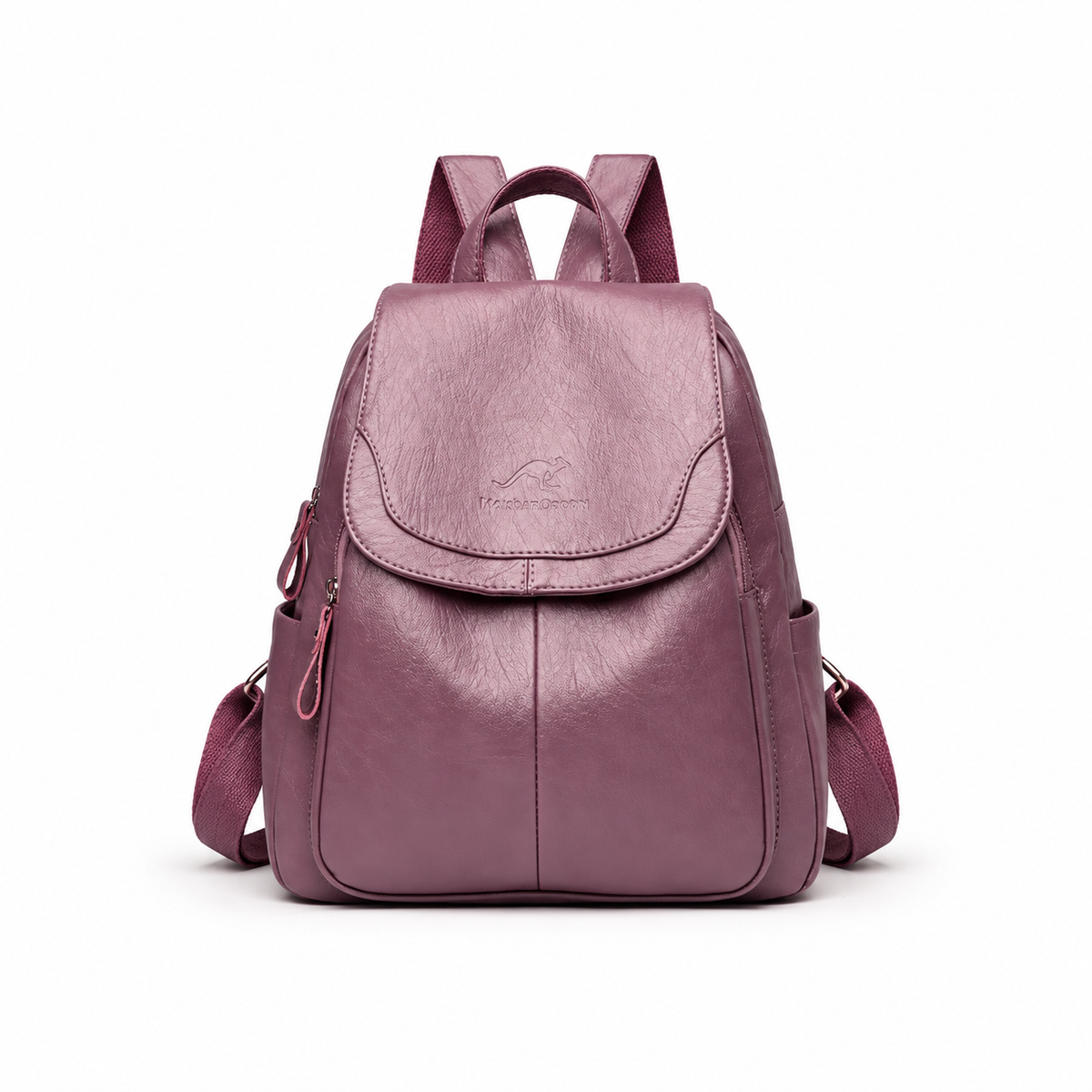 Elegant Purple Flap Backpack With Pockets